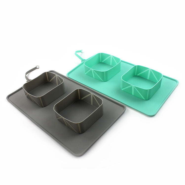 Folding Travel Bowl — Silicone Double Dish with Pouch