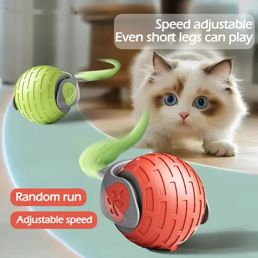 Self-rolling cat ball toy, sapphire blue