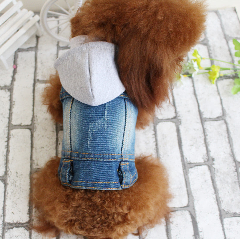 Denim Dog Jacket — Machine Washable, Six Sizes