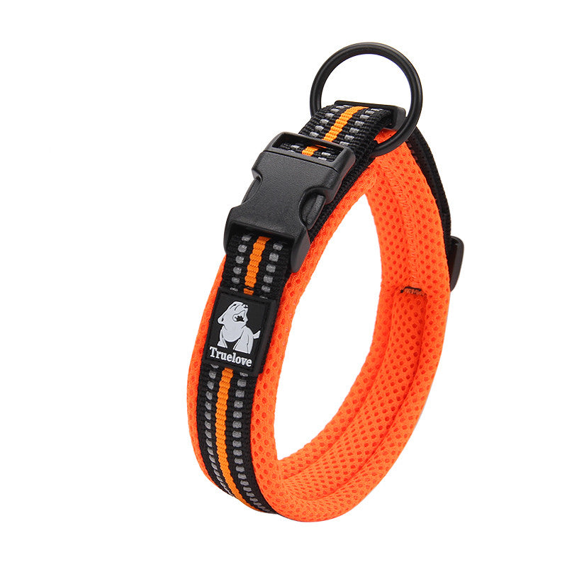 Padded Reflective Dog Collar — Breathable Mesh Lining, 8 Sizes