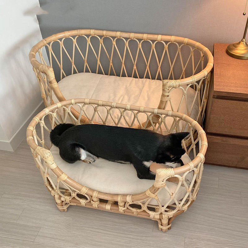 Handwoven Rattan Pet Sofa Bed for Dogs & Cats | Huellitas™