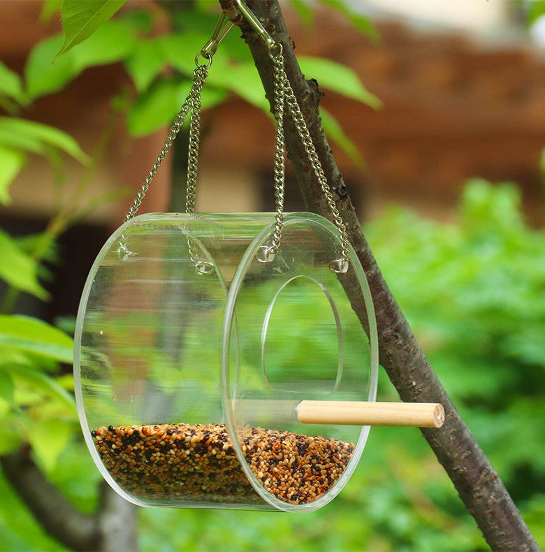 Clear Acrylic Hanging Bird Feeder – 1 L | Huellitas™