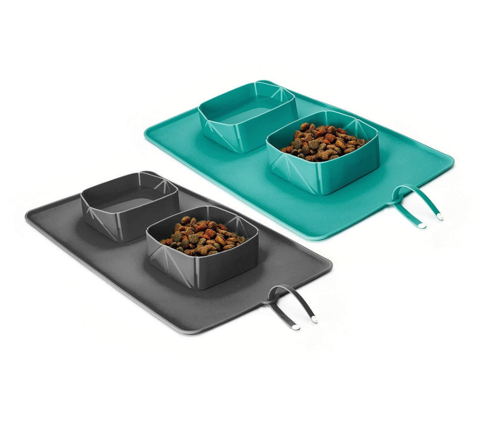 Huellitas™ Foldable Double Silicone Pet Bowl & Mat