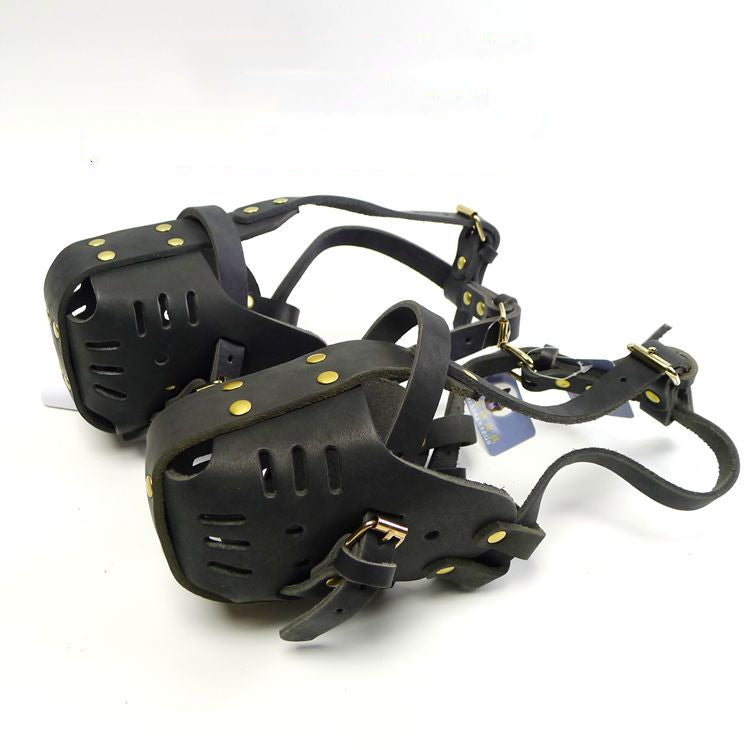 Adjustable Leather Basket Dog Muzzle | Huellitas™