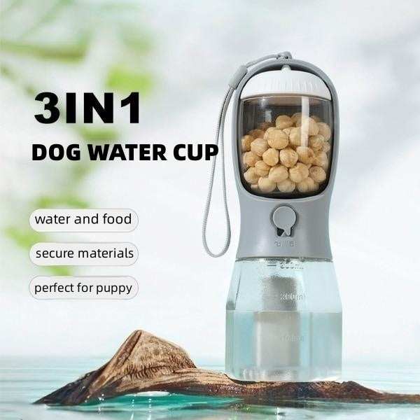 Portable Dog Water Bottle with Food & Waste Bag Storage | Huellitas