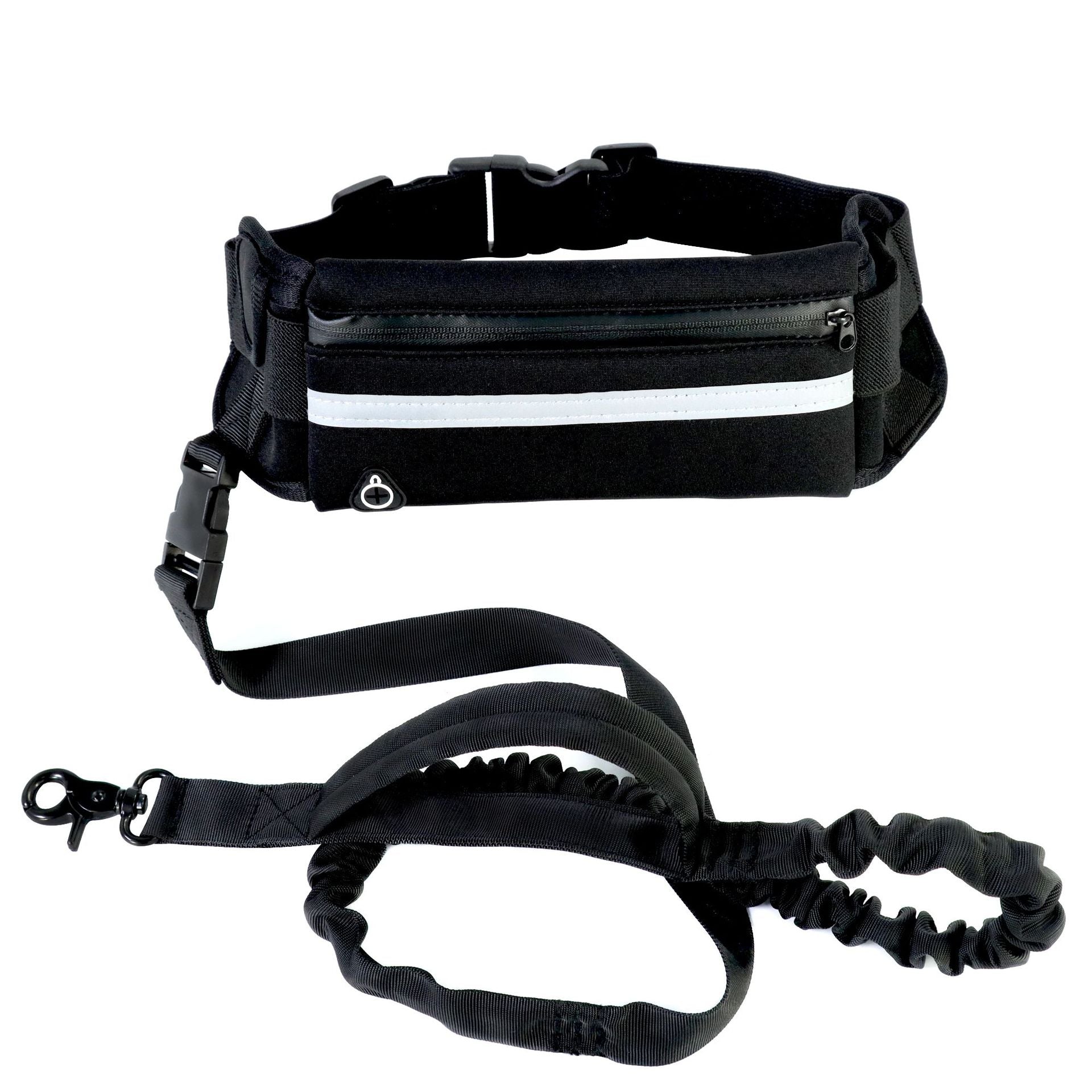 Person walking a dog hands-free with the waist belt