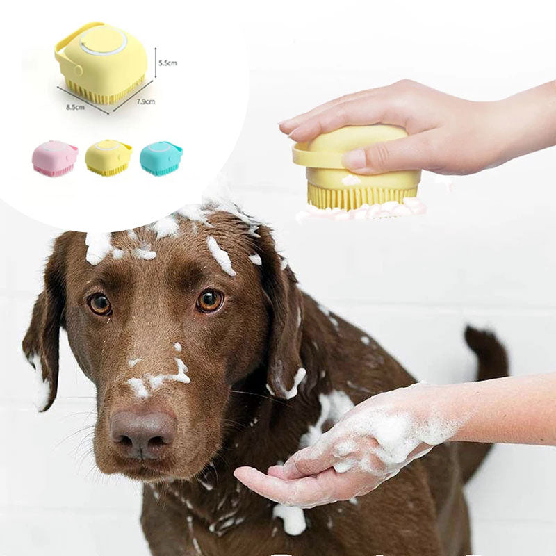 Silicone Shampoo-Dispensing Pet Bath Brush — 1–6 Pack