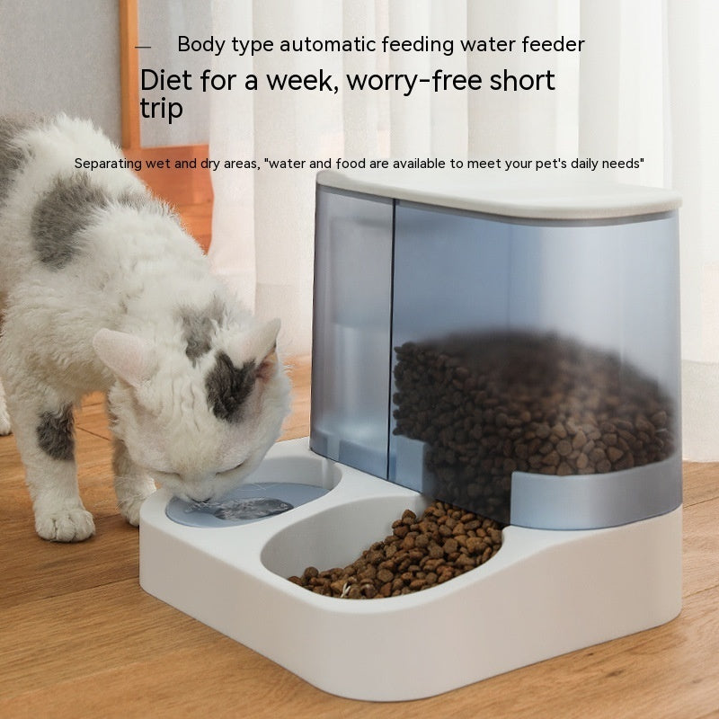 Gravity Cat Feeder & Water Dispenser — Dual Reservoir