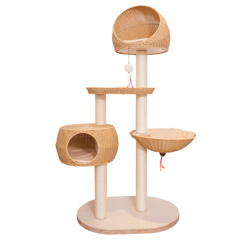 Multi-Level Rattan-Style Cat Tree & Climbing Tower | Huellitas™